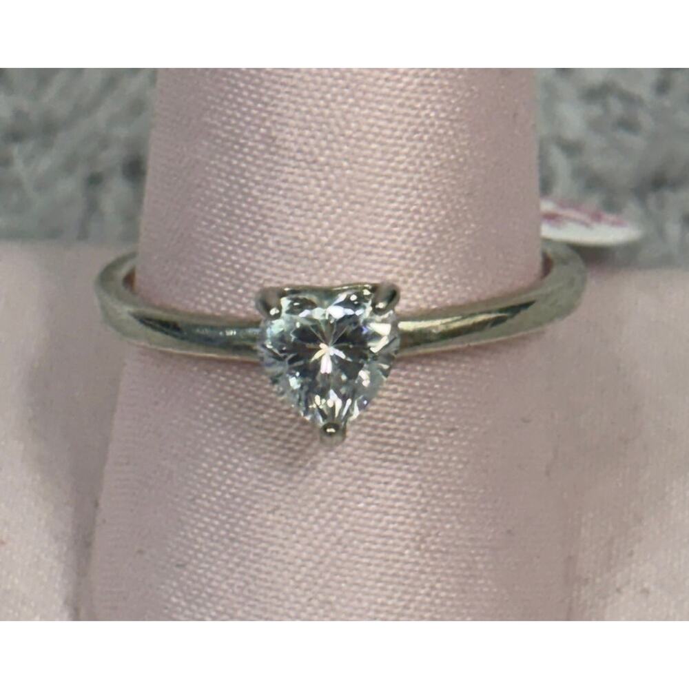 Pandora Sterling Silver Sparkling Heart Solitaire Ring Size 9 #71642